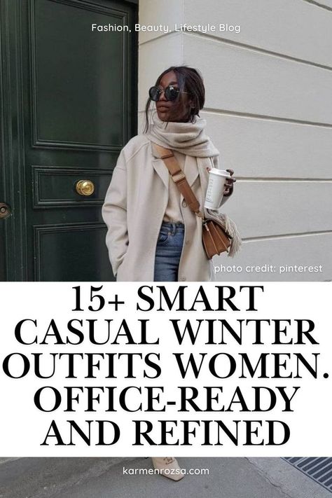 Explore winter outfit ideas that balance professionalism and coziness. These refined ensembles are perfect for the office or casual evening events. Easy Work Outfits Winter, Business Casual Women Outfits Winter, Hoodie Office Outfit, Casual Winter Church Outfits, Smart Casual Winter Outfits Women, Smart Casual Outfit Women, Business Casual Winter Outfits, Casual Winter Dress Outfit, Smart Casual Winter Outfits