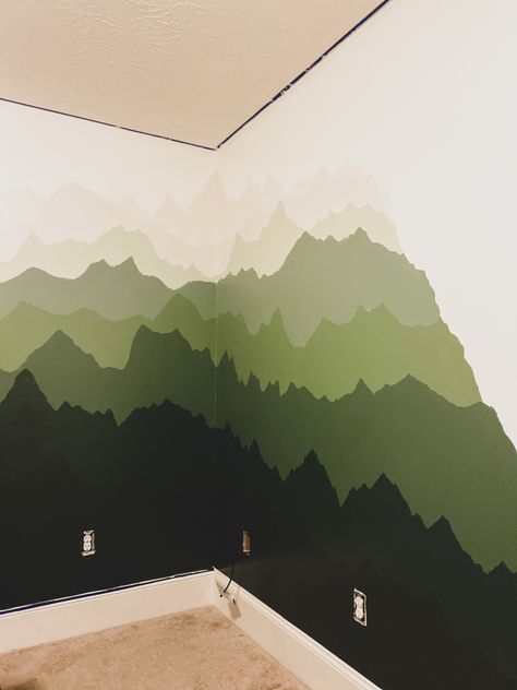 Boys room camo moutain wall Camo Painted Walls, Camo Boys Room, Camo Room Ideas For Boys, Camo Room Ideas, Camo Kids Room, Boys Army Room, Camouflage Bedroom, Pre Teen Boys Room, Military Bedroom