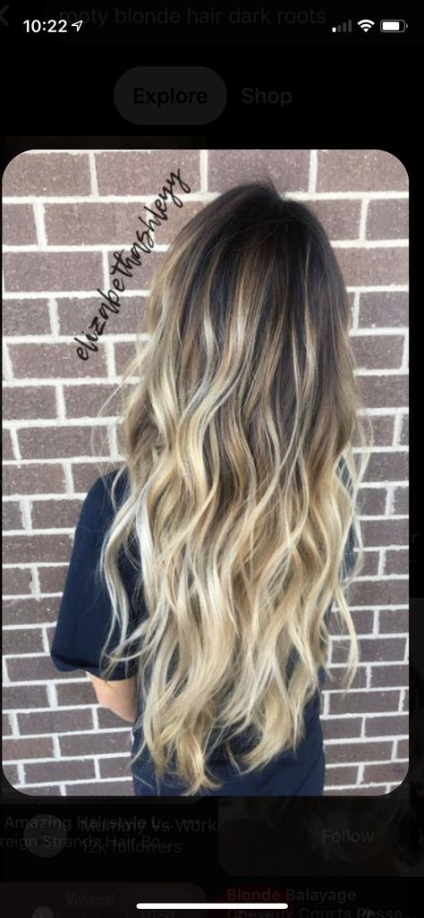 Dark Roots Blonde Hair Balayage Straight, Dark Roots Blonde Hair Balayage, Balayage Straight, Haircut 2024, Blonde Wavy Hair, Black Roots, Dark Roots Blonde Hair, Balayage Hair Blonde, Dark Roots