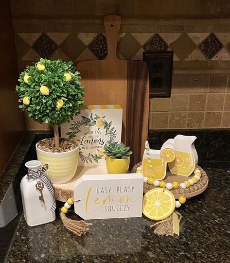 Tiered Tray Decorating & More | My lemon decor🍋 | Facebook Summer Home Decor Ideas, Lemon Decor, Lemon Lavender, Summer Home, Summer Home Decor, Tiered Tray Decor, Interior Inspo, Tiered Tray, Home Decor Ideas