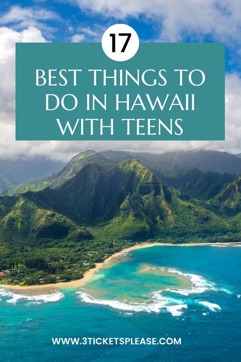 Looking for the best things to do in Hawaii with teens? We have you covered. We've collaborated with fellow travel bloggers to ensure that you are getting the best recommendations for what to do in Hawaii with teenagers on the islands of Maui, Kauai, Oahu, and The Big Island.  We will help you plan your best Hawaiian vacation for families and give you all the tips so you can choose the best Hawaii island for teens. Kuaui Hawaii Things To Do, "kaui Hawaii", Senior Trip Ideas, Oahu Things To Do, Best Hawaiian Island, 2025 Graduation, Hawaii Vacation Tips, Hawaii Hikes, Things To Do In Hawaii