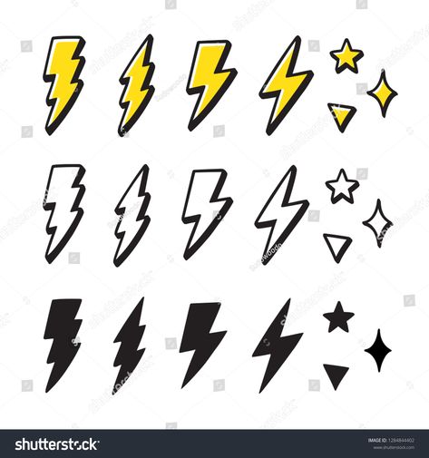 Set of cartoon style lightning bolts and stars. Hand drawn doodles, black and white and color. Vector desing elements illustration. #Ad , #Sponsored, #stars#bolts#drawn#Hand Lightning Cartoon, Doodle Illustrations, Magic Doodle, Doodle Animation, Hand Drawn Doodles, Abstract Painting Acrylic Modern, Doodle Frames, Cool Doodles, Lightning Bolts