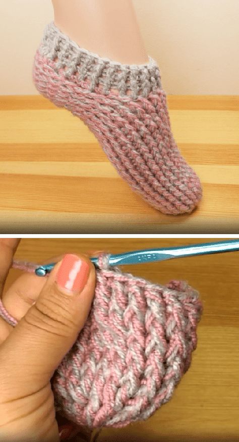 How To Crochet Slipper Socks - Free Pattern Pantuflas Tejidas, Puff Stitch Crochet, Easy Crochet Slippers, Slipper Pattern, Crochet Shawl Free, Crochet Slipper, Crochet Socks Pattern, Diy Crafts Crochet, Crochet Slippers Free Pattern