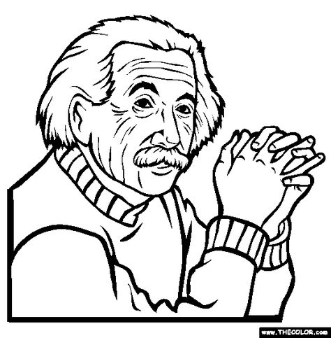 Albert Einstein Online Coloring Page.  Yesterday was Pi Day!  Too bad we didn't think of printing off some of these for the kids... About Albert Einstein, People Coloring Pages, Famous Historical Figures, Coloring Pages For Boys, Online Coloring Pages, Unicorn Coloring Pages, Easy Coloring Pages, Princess Coloring, Cartoon Coloring Pages