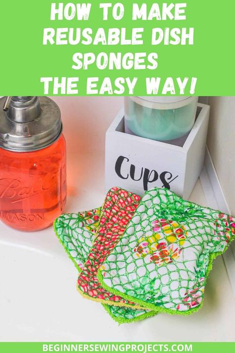 Washable Reusable Sponge Diy, Diy Sponges, Dish Towel Crafts, Beginner Sewing Projects, Profitable Crafts, Diy Dish, Sewing To Sell, Towel Crafts, Washable Markers