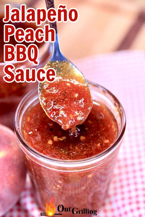 Peach Mango Bbq Sauce, Peach Jalapeno Sauce, Jalapeño Peach Bbq Sauce, Spicy Peach Bbq Sauce, Peach Jalapeno Bbq Sauce, Peach Bbq, Peach Sauce, Homemade Bbq Sauce Recipe, Pork Sauce