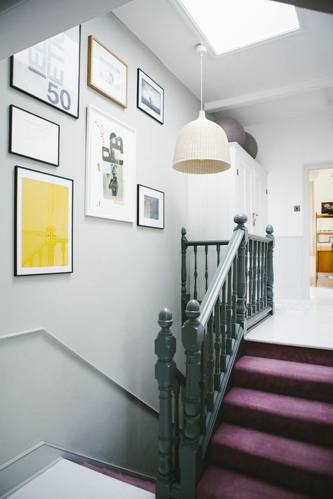 Imperfect-Interiors-Beth-Dadswell-Dulwich-London-Photography-by-Leanne-Dixon-Remodelista-01 Balustrade Ideas, Prior Park, Victorian House Renovation, Bright Carpet, Elemental Design, Grey Hallway, Hallway Decoration, Victorian Hallway, Hallway Colours