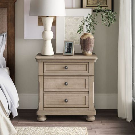 ad eBay - Find many great new & used options and get the best deals for Transitional Bedroom Nightstand with Hidden Drawer Wire Brushed Gray Finish at the best online prices at eBay! Free shipping for many products! Bed Mirror, Dresser And Chest, Mirror Dresser, Gray Nightstand, California King Bed, Hidden Drawer, Wall Mirror With Shelf, Daybed Bedding, Transitional Bedroom