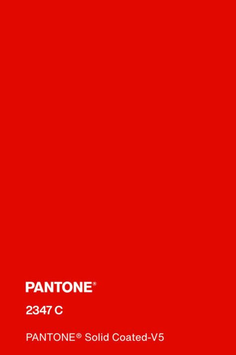 #pantone #red #color #pantone2347c True Red Pantone, Red Pantone Colour Palettes, Red Branding Color Palette, Pantone Rouge, Pantone Solid Coated, Pantone Red, Light Red Color, Pantone Colour Palettes, Cherry Red Color