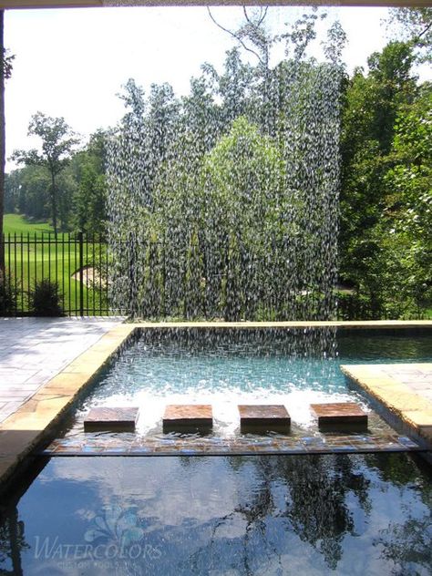 Must be a lovely sound Backyard Water Fountains, Diy Water Feature, Outdoor Water Features, Garden Water Fountains, Fountains Backyard, Pool Water Features, Pond Waterfall, Backyard Water Feature, Waterfalls Backyard