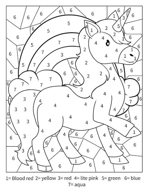 Premium Vector | Unicorn Color By Number Coloring Page Easy Color By Number Printable Free, Color By Numbers Free Printable, Unicorn Color By Number, Kids Colouring Printables, Color By Number Printable, Kindergarten Coloring Pages, Unicorn Printables, Unicorn Coloring, Unicorn Colors