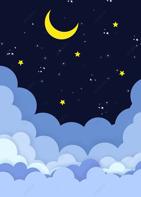 Cartoon Paper Cut Moon Stars And Clouds In The Night Sky Background 16:9 Backgrounds, Night Sky Drawing, Night Sky Background, Leslie David, Background Night, Moon Cartoon, Cartoon Paper, Night Clouds, Background Cartoon