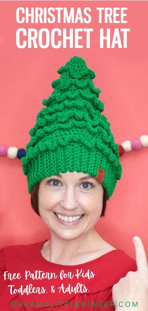 Looking for an adorable crochet hat to keep heads warm and celebrate the Christmas season? Get this adorable, FREE Christmast Tree Hat Crochet Pattern! Crochet Elf Hat Pattern, Crochet Elf Hat, Christmas Tree Coloring, Crochet Adult Hat, Crochet Christmas Hats, Tree Coloring, Christmas Tree Hat, Crochet Tree, Christmas Tree Coloring Page