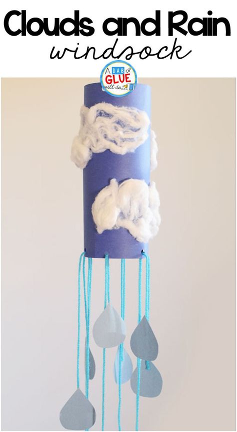 Rain Cloud Windsock Weather Craft is a great addition to your weather science unit this spring. This art activity is perfect for preschool and elementary Windsock Craft, Weather Activities Preschool, Clouds And Rain, Preschool Weather, Rain Weather, Weather Crafts, Weather Science, Weather Theme, Sistem Solar