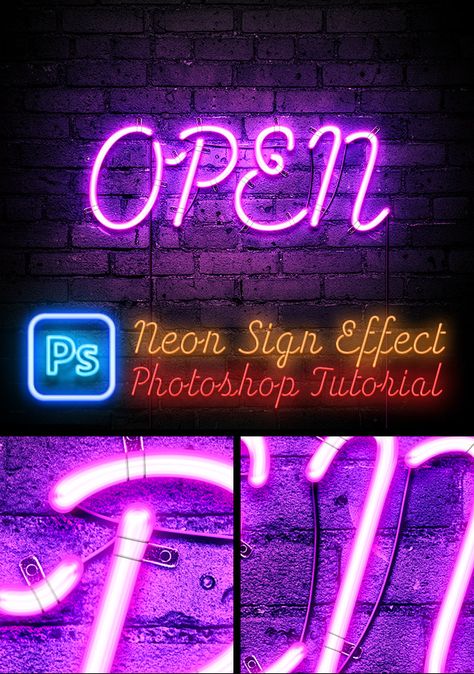 Neon Light Graphic Design, Neon Effect Photoshop, Photoshop Tutorial Text, Glowing Effect, Photoshop Video Tutorials, Light Font, Photoshop Video, Effect Photoshop, Photoshop Text