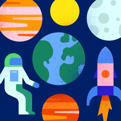 Space trivia - Google illustration - by Morgane Sanglier Kids Illustration, Children Illustration, Google Chrome Logo, Georgia Tech Logo, Trivia, Global Community, Creative Professional, Pie Chart, Kids Rugs