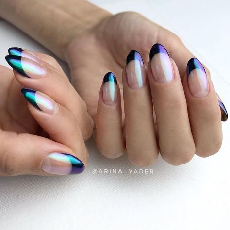 Coloured French Tip Nails, French Nails With A Twist, Holographic Top, Beauty Counter, Nails Colorful, Michelle Lee, French Tip Nail Designs, Rose Nails, Tip Nails