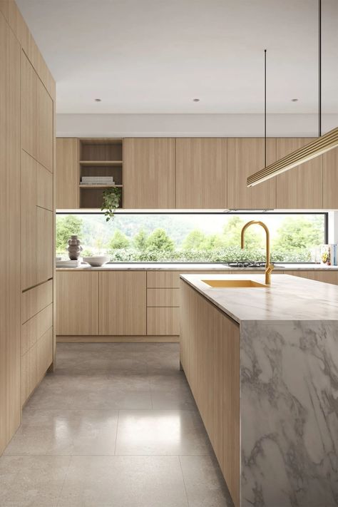 Aesthetics Meet Quality with Oliveri Modern Australian Kitchen Design, Scandi Interior Design Inspiration, Kitchen Island Stove Ideas, Modern Japandi Interior, Calacatta Kitchen, Light Wood Kitchen, Japandi Style Kitchen, Japandi Kitchen Design, Japandi Aesthetic