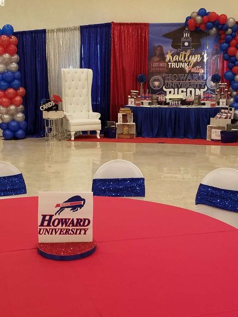 Hbcu Graduation Party, Trunk Party Cake Ideas, Howard Graduation Party, College Trunk Party Ideas, Unc Graduation Party, Howard University Graduation Party, Trunk Party Invitations, College Send Off Party Ideas, Trunk Party Ideas College