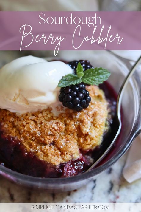 Sourdough Skillet, Berry Cobbler Recipe, Mixed Berry Cobbler, Berry Cobbler Recipes, Sourdough Biscuits, Strawberry Cobbler, Dough Starter, Sourdough Starter Discard Recipe, Easy Sourdough