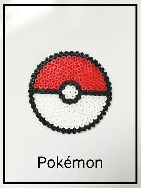 Pokemon pokeball #pokemon #pokemonball #pokeball #bügelperlen Beads Ideas, Mario Mushroom, Hama Beads, Perler Beads, Pixel Art, Pokemon, Crochet Hats, Mario Characters, Beads