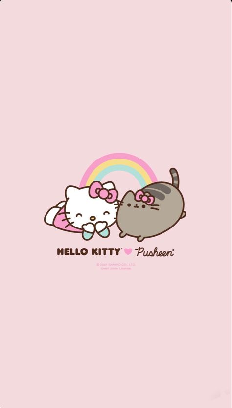 Hello Kitty X Pusheen, Pusheen Wallpaper, Sailor Moon Drops, Pastel Pink Wallpaper, Hello Kitty Shop, Hello Kitt, Pusheen Cute, Hello Kitty Themes, Many Friends