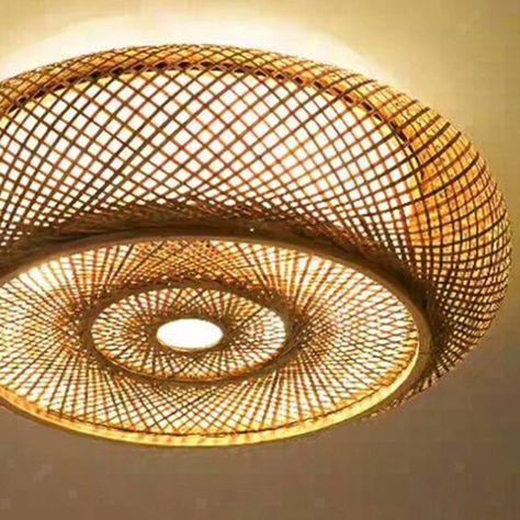 Japanese Style Rattan Woven Bamboo Lamp Shade Office Ceiling Lighting Cover | eBay Flush Mount, Ceiling Light, Ceiling, Lighting, Design