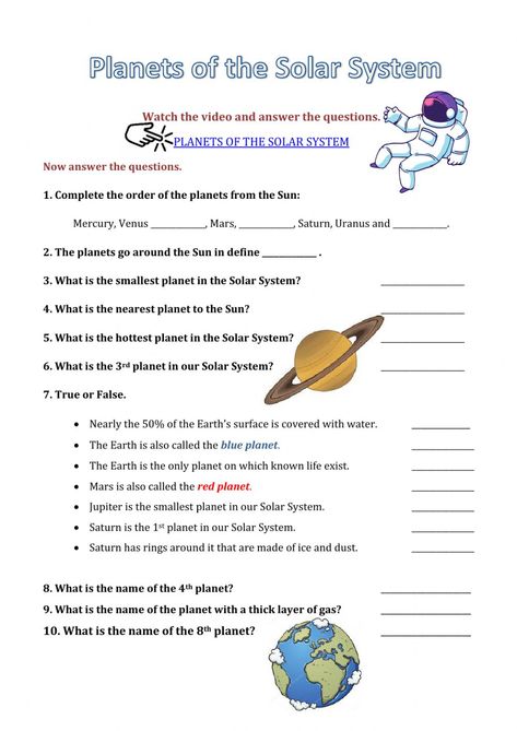 Solar System Watch, Solar System Worksheets, Galaxy Solar System, Planet Order, Geography Map, Small Planet, Social Studies Worksheets, Word Recognition, Earth Surface