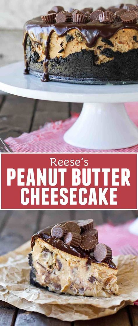 Reese's Peanut Butter Cheesecake, Sully Cake, Peanut Butter Cheesecake Recipes, Taste And Tell, American Desserts, Peanut Recipes, Best Cheesecake, Peanut Butter Cheesecake, Reeses Peanut Butter Cups