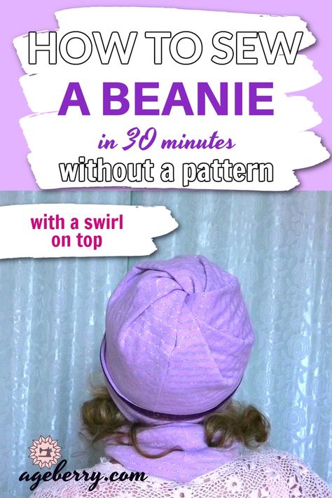 Sewing tips on making DIY beanie hat easily without a pattern Diy Beanie Hat, Sew A Beanie, How To Make A Beanie, Diy Beanie, Fashion Sewing Projects, Sewing Tutorials Bags, Knit Beanie Pattern, Sewing Hats, Hat Patterns To Sew