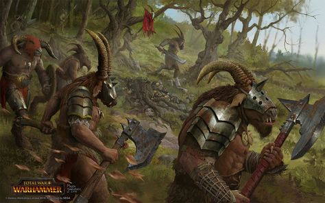 The Beastmen by EthicallyChallenged on DeviantArt Warhammer Fantasy Roleplay, Loading Screen, Arte Alien, Fantasy Battle, Warhammer Art, Fantasy Races, Fantasy Monster, Fantasy Creatures Art, My Career