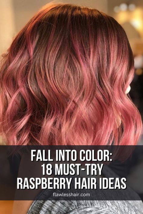 Raspberry Rose Gold Hair Color Red Hair With Rose Gold Highlights, Rose Gold Red Hair, Dark Rose Gold Hair, Gold Red Hair, Raspberry Hair Color, Raspberry Hair, Rose Gold Hair Color, Gold Hair Color, Natural Dark Hair