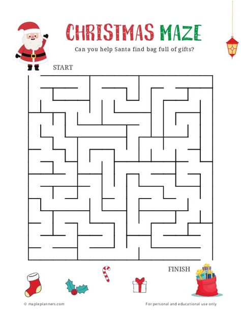 Christmas Maze Printable, Christmas Printable Games For Kids, Winter Mazes For Kids Free Printable, Printable Christmas Activities For Kids, Christmas Mazes For Kids Free Printables, 3rd Grade Christmas Activities, Santa Activities For Kids, Christmas Charades For Kids, Christmas Activities Printables