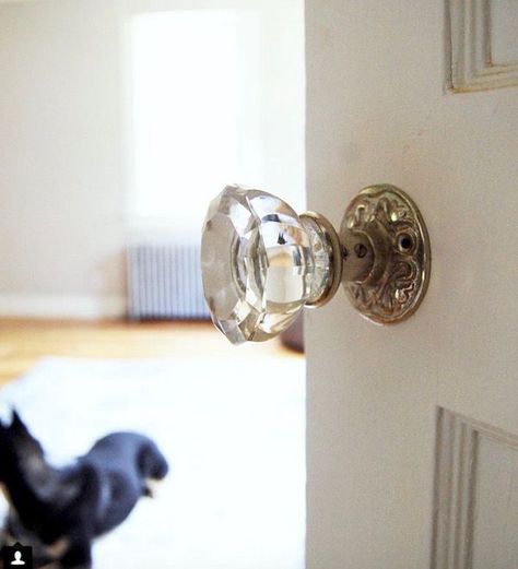 Door Knobs - The Good And The Not-So-Good + Sources | Laurel Home French Country Door Hardware, Crystal Door Knobs Ideas, Bedroom Door Knobs, Antique Brass Door Knobs, Black Door Knobs, Glass Door Knob, Antique French Doors, Crystal Door Knob, Interior Door Knobs