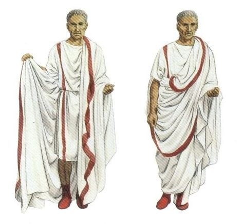 The emperial Roman toga was worn by magistrates and was a stretched rounded hexagonal figure. It was folded with a loop in the front know as the sinus. Ancient Rome Clothing, Rome Costume, Ancient Roman Clothing, Biblical Clothing, Roman Senator, Roman Toga, Roman Clothes, Roman Man, Roman Costume