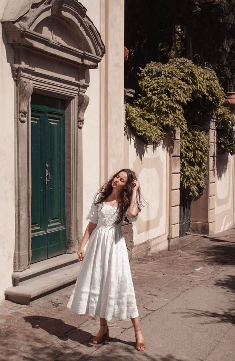 White Cottagecore Dress, White Dress Aesthetic, Edwardian Tea Dress, Romantic White Dress, Soft Feminine Outfits, Simple White Dress, Feminine Outfits, White Vintage Dress, Soft Feminine