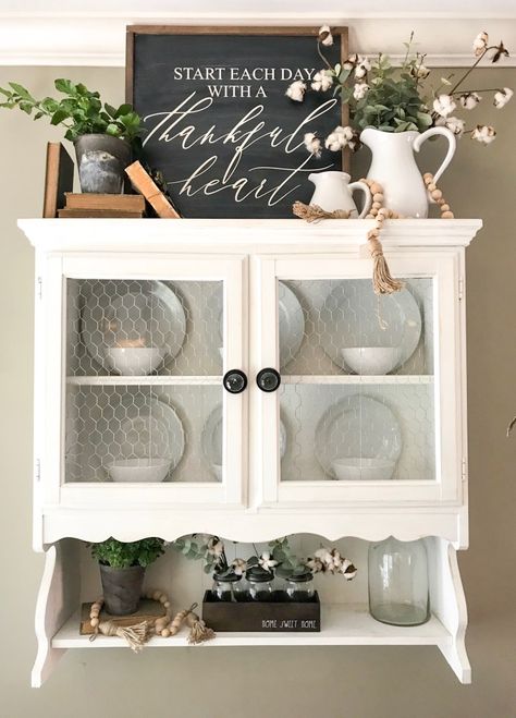 One of our favorite Rae Dunn home decor items 👌🏼 Above Cabinet Decor, Kitchen Eating Areas, Decorating Above Kitchen Cabinets, Top Of Cabinets, Diy Console, Above Kitchen Cabinets, Above Cabinets, Hutch Decor, Decoration Shabby