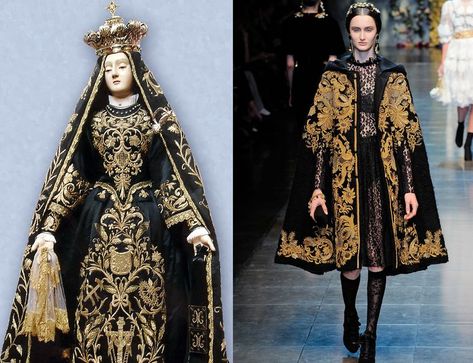 R_MadonnaAddolorataSansevero_D&G_AW12 Catholic Fashion, Catholic Vestments, Military Academy, Architecture Fashion, Fantasy Clothing, Fantasy Fashion, Mode Style, Costume Design, Ballroom