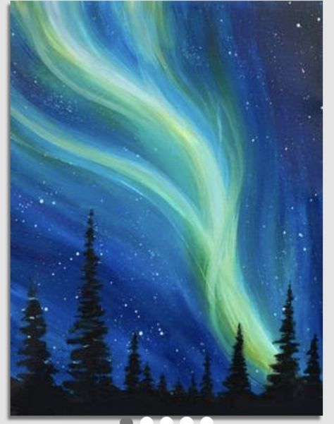 Person Painting, Easy Landscape Paintings, Northern Lights Painting, Master Artists, Sunrise Painting, Northern Light, Paint Nite, Easy Canvas Painting, Sky Painting