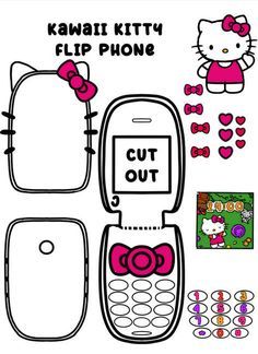 Sanrio Drawing, Hello Kitty Colouring, Diy Hello Kitty, Kitty Crafts, Hello Kitty Printables, Images Hello Kitty, Paper Doll Printable Templates, Phone Template, Hello Kitty Colouring Pages