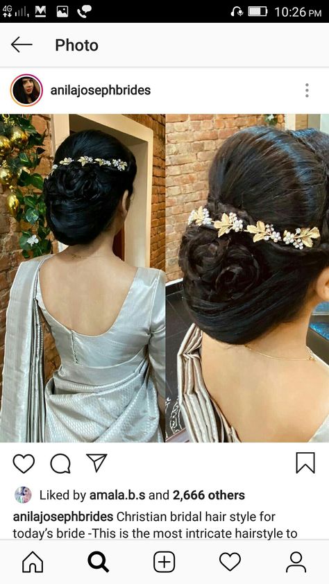 Hair Styles For Christian Bride, Kerala Christian Bride Hairstyle, Christian Wedding Hairstyles, Hairstyle Engagement, Marriage Saree, Kerala Engagement Dress, Bride Hairstyles With Veil, Engagement Looks, Hairstyle Indian