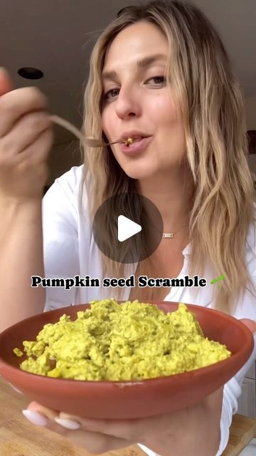 Easy Plant Based Recipes on Instagram: "Would you try this?! 🐣🌱

By @chef_bai 

A few weeks ago we made eggs out of mung beans and today we’re making eggs out of pumpkin seeds. This rendition is perfect for a scramble and is actually MINDBLOWING in a fried rice! 

THE GOODS:

* 1 cup raw pumpkin seeds, soaked for 45 min in boiling water
* 2 cups filtered water
* 1 tsp turmeric
* 1 tsp black salt
* 1/2 tsp mustard powder
* 1 tsp granulated garlic
* 1/4 tsp black pepper 
* 1 tsp olive oil

THE METHOD:
1. Once the pumpkin seeds have soaked, rinse them well to get off any loose skin particles. 
2. Add all ingredients except the olive oil into a blender and blend on high for 1 minute until fully smooth. 
3. Heat a non stick skillet on medium, grease with the olive oil.  Once hot, pour about 3 Chef Bai, Easy Plant Based Recipes, Granulated Garlic, Mustard Powder, Raw Pumpkin Seeds, Plant Based Recipes Easy, Black Salt, Mung Bean, Filtered Water