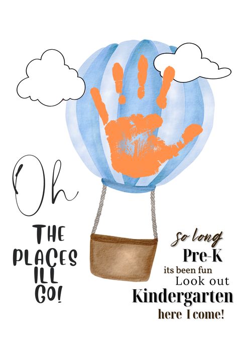 Oh The Places Youll Go Craft Preschool, World Handprint Craft, Preschool Graduation Art Projects, Graduation Cards For Preschoolers, Preschool Goodbye Card For Kids, Preschool Graduation Oh The Places You’ll Go, Handprint Art Kids, Vpk Graduation, Graduation Activities