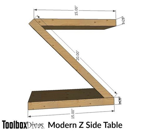 DIY Modern "Z" Side Table - ToolBox Divas End Table Plans, Wooden End Table, Modern Furniture Design, Wood End Table, Diy End Tables, Carpentry Diy, Side Table Design, Laptop Table, Reclaimed Timber