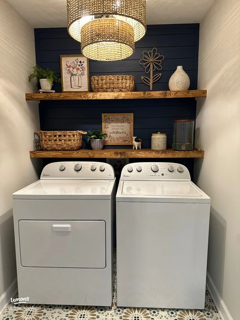 Lemon8 · Dream laundry room? Yes, please! ��🙋🏼‍♀️🧺 · @Redhead_Renos Laundry Wallpaper, Laundry Room Decor Ideas, Laundry Room Organization Ideas, Landry Room, Laundy Room, Laundry Room Update, Laundry Nook, Laundry Shelves, Laundry Room Ideas Small Space