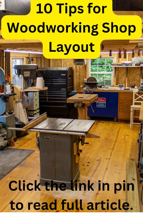 Transform your woodworking space with these 10 essential tips for the perfect shop layout! From maximizing efficiency to creating an organized oasis, these woodworking shop layout ideas will take your craft to the next level. 🪚✨ #Woodworking #ShopLayout #DIYProjects #Craftsmanship #WoodworkersDream Woodwork Shop Layout, Woodworking Shop Layout Workshop Floor Plans, Wood Working Shops Ideas, Wood Shop Layout Floor Plans, Work Shops Ideas, Wood Workshop Design, Small Woodshop Layout, Wood Shop Design, Workshop Layout Ideas