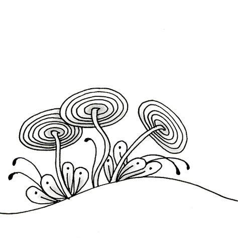 Sedgling Zentangle Mushrooms Pattern, Zentangle Patterns Easy Simple, Tangled Flower, Easy Zentangle, Zen Doodles, Zentangle Flowers, Zen Doodle Patterns, Ornament Drawing, Zentangle Artwork