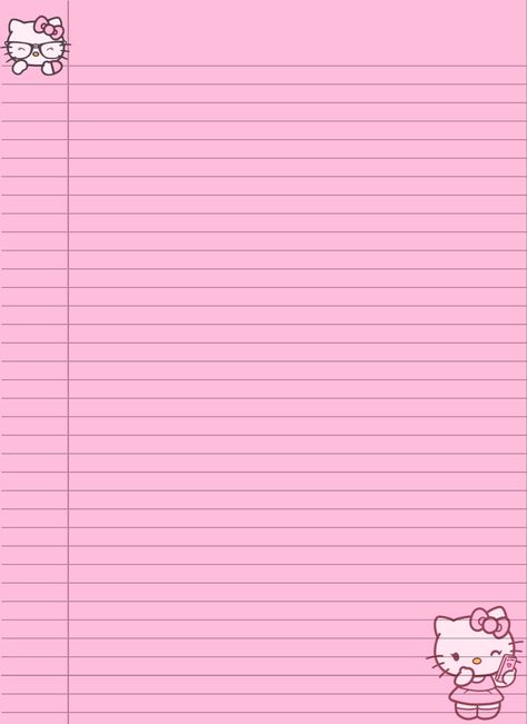 Hello Kitty Lined Paper, Hello Kitty Writing Paper, Cute Notebook Template, Hello Kitty To Do List Printable, Pink Goodnotes Template, Pink Memo Pad Printable, Sanrio Notebook Paper, Kilonotes Template, Pink Notebook Paper