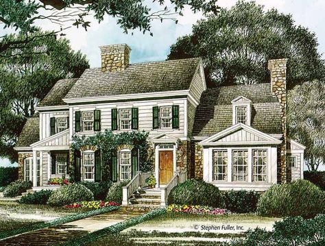 Eplans Country House Plan - Relaxed Southern Home - 3700 Square Feet and 4 Bedrooms(s) from Eplans - House Plan Code HWEPL12806 New England House Plans, Sims4 House, Fairytale Houses, Brick Cottage, Ranch Homes, Colonial House Plans, Sims Builds, Southern House, Sims 4 House Plans