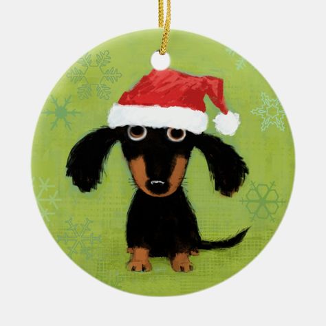 Wiener Dog Puppies, Black And Tan Dachshund, Weenie Dog, Dachshund Christmas, Funny Dachshund, Weenie Dogs, Wood Slice Ornament, Wood Christmas Ornaments, Cadeau Diy